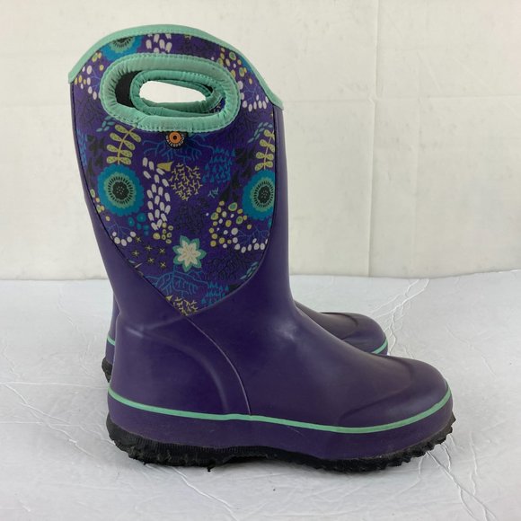Bogs Girls Sz 3 Purple Winter Snow / Rain Mud Boots Insulated Waterproof - Picture 5 of 9